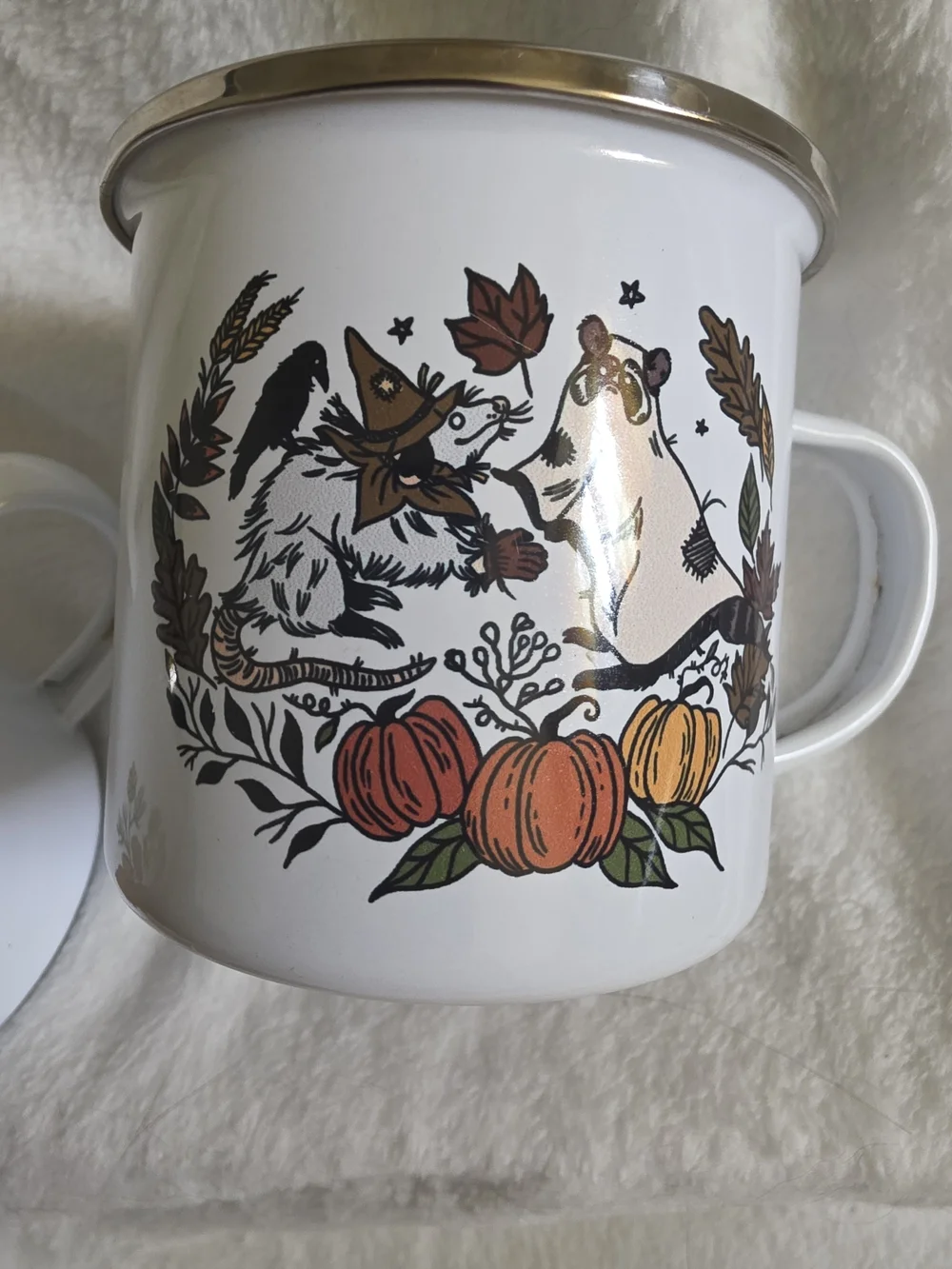🍂 Vintage-Vibe Goblincore & Whimsical Autumn Enamel Mug Set 🐸